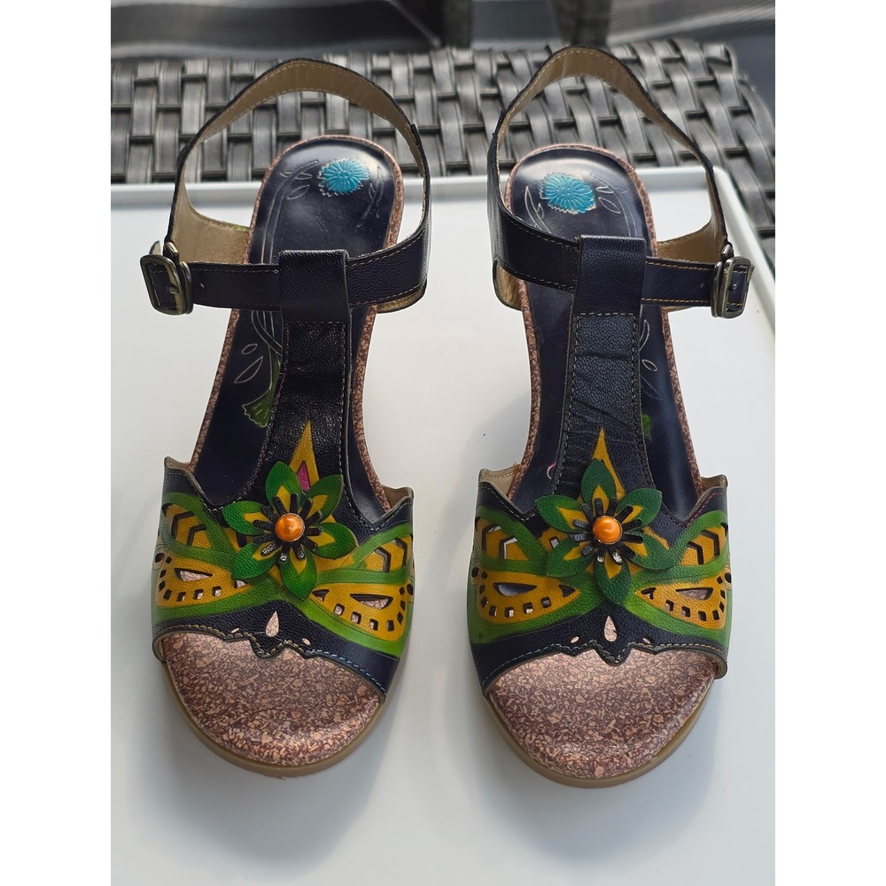 Boho Bloom: Artistic‎ Heels with 3D Floral Charm, 9.5 (EU 41)